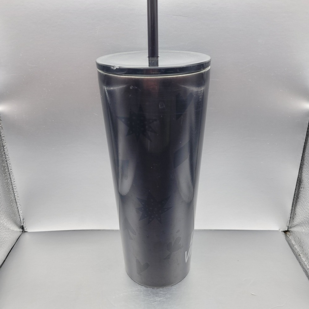 Starbucks 2019 Las Vegas Metal Tumbler w Straw, Lid 16oz Black Hearts Spades 777 - Picture 2 of 10